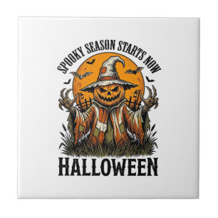 Vintage-Halloween-Vogelscheuche-Kürbis-Hexe-Shirt_ Fliese