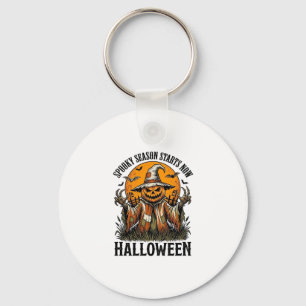 Vintage-Halloween-Vogelscheuche-Kürbis-Hexe-Shirt_ Schlüsselanhänger
