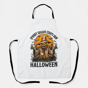 Vintage-Halloween-Vogelscheuche-Kürbis-Hexe-Shirt_ Schürze