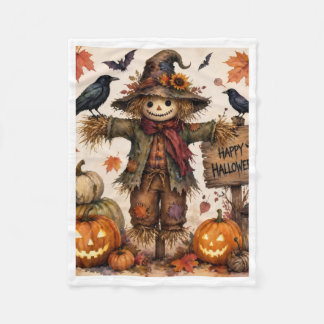 Vintage-Halloween-Vogelscheuchen-Decke Fleecedecke