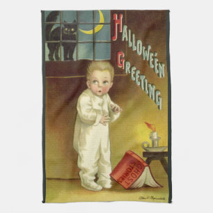 Vintage-Halloween von Ellen Clapsaddle, Geisterges Geschirrtuch
