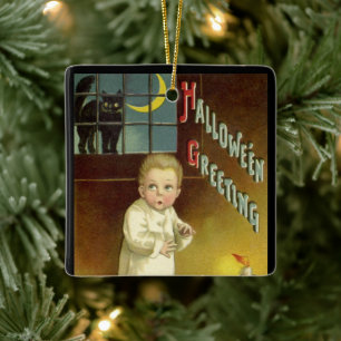Vintage-Halloween von Ellen Clapsaddle, Geisterges Keramikornament