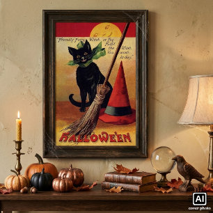 Vintage Halloween von Ellen Clapsaddle, schwarze K Poster
