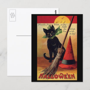 Vintage-Halloween von Ellen Clapsaddle, schwarze K Postkarte
