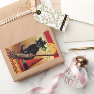 Vintage-Halloween von Ellen Clapsaddle, schwarze K Rechteckiger Aufkleber