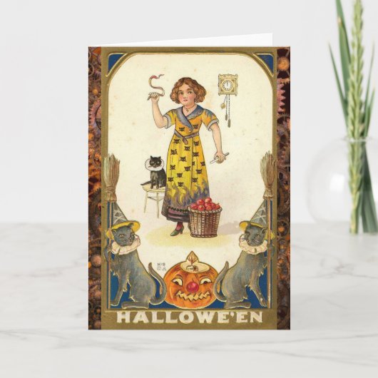 Vintage Halloween Vorbereitung für das Party Karte (Vorderseite)