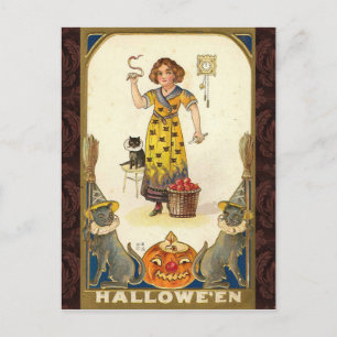 Vintage-Halloween-Vorbereitungen für die Party Postkarte
