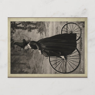 Vintage Halloween Witch on a Bicycle Postkarte