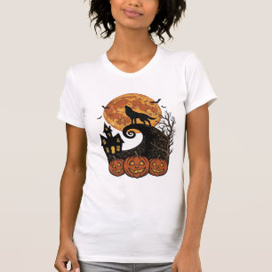 Vintage-Halloween-Wolf-Mond-Kürbis-Shirt-Design_1 T-Shirt