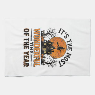 Vintage-Halloween-Wunderbarste-Zeit-Shirt-Design Geschirrtuch