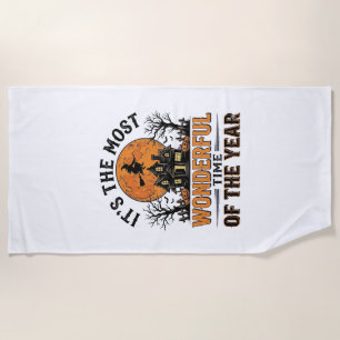 Vintage-Halloween-Wunderbarste-Zeit-Shirt-Design Strandtuch