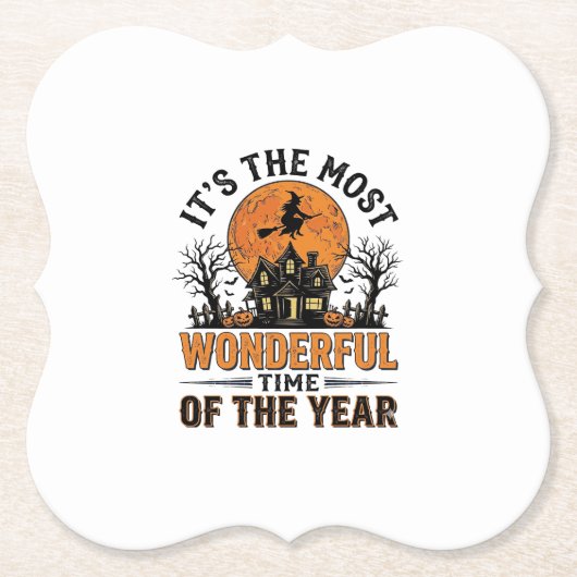 Vintage-Halloween-Wunderbarste-Zeit-Shirt-Design Untersetzer (Vorderseite)