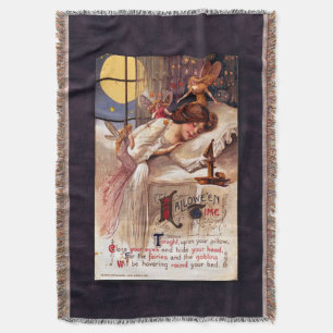 Vintage Halloween-Zeit Feen und schlafendes Mädche Decke