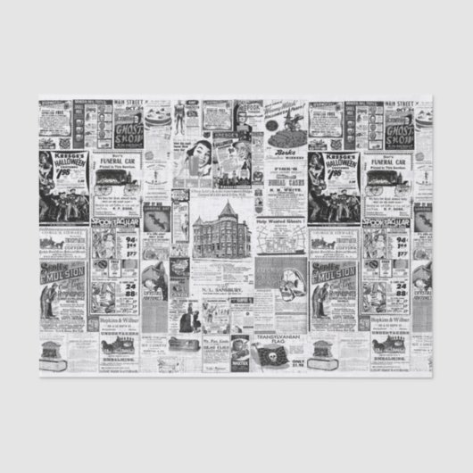 Vintage Halloween-Zeitungsanzeigen Seidenpapier (Vorderseite)