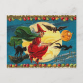 Vintage Halloweenwitch Postkarte (Vorderseite)