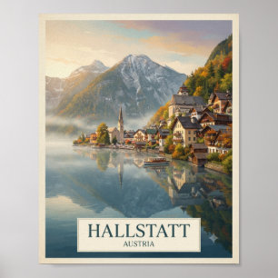 Vintage Hallstatt Österreich Reiseplakat Alpin V Poster