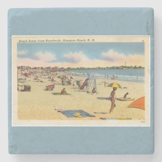 Vintage-Hampton-Beach-Ansichtskarte Steinuntersetzer (Vorderseite)