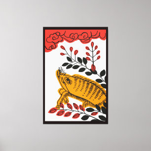 Vintage-Hanafuda-Kartenkunst auf XL-Leinwand Leinwanddruck