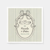 Vintage Hand Drawn Swan Stripes Wedding Serviette (Vorderseite)