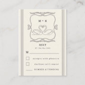 Vintage Hand Drawn Swans Monogram RSVP Wedding  Begleitkarte (Vorderseite)