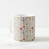  Vintage Hand-Drawn Wildflowers Patchwork Seamless Kaffeetasse (Vorderseite Links)