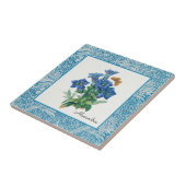 Vintage Hand gezeichnete Blue Columbine Blume Fliese (Seite)