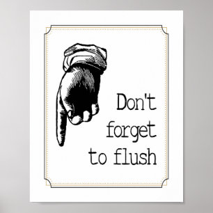 Vintage-Hand-Kinder-Toilette-Spül-Erinnerung-Badez Poster