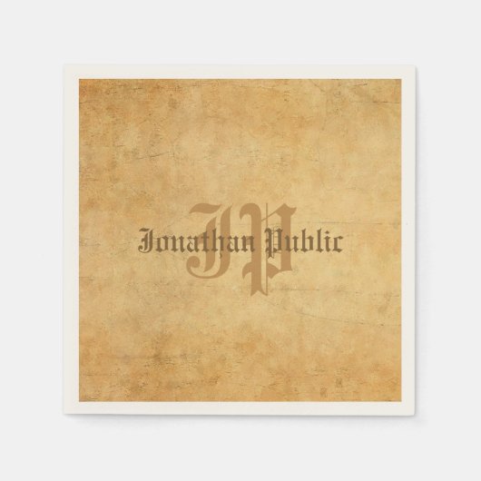Vintage Hand Mit Monogramm Serviette (Vorderseite)
