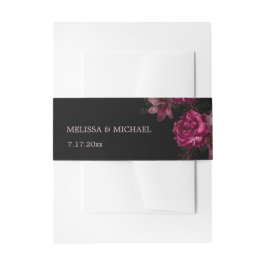 Vintage Hand Painted Roses Dark Moody Wedding Einladungsbanderole