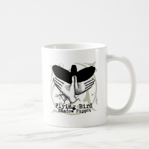 Vintage Hand Schatten Puppe Vogel Kaffeetasse