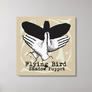 Vintage Hand Schatten Puppe Vogel Leinwanddruck