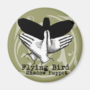 Vintage Hand Schatten Puppe Vogel Magnet