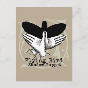 Vintage Hand Schatten Puppe Vogel Postkarte