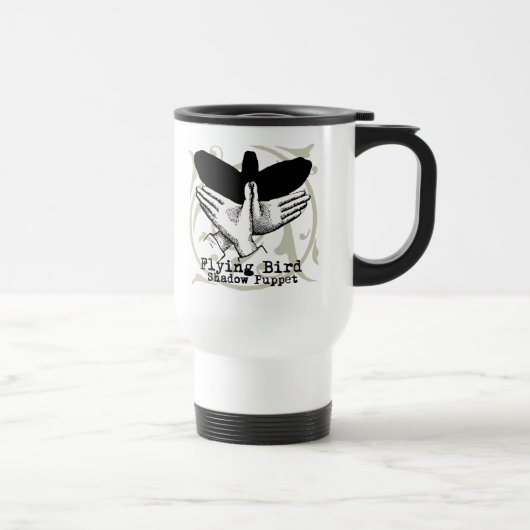 Vintage Hand Schatten Puppe Vogel Reisebecher (Rechts)