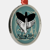 Vintage Hand Schatten Puppe Vogel Silbernes Ornament (Rechts)