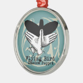 Vintage Hand Schatten Puppe Vogel Silbernes Ornament (Links)