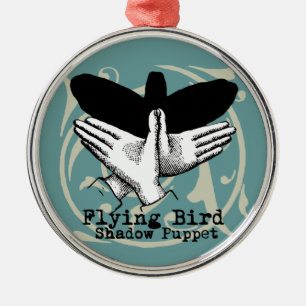 Vintage Hand Schatten Puppe Vogel Silbernes Ornament
