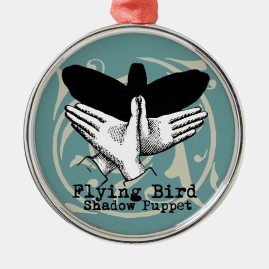 Vintage Hand Schatten Puppe Vogel Silbernes Ornament (Vorne)
