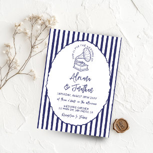 Vintage handbemalte blaue Hochzeit Einladung