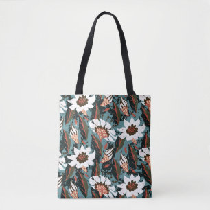 Vintage, handbemalte Blumenmuster mit Blume auf Tasche
