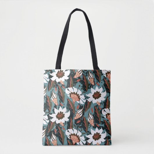 Vintage, handbemalte Blumenmuster mit Blume auf Tasche (Vorderseite)