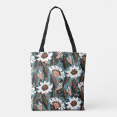 Vintage, handbemalte Blumenmuster mit Blume auf Tasche (Rückseite)