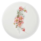 Vintage handbemalte Style Wild Rose Keramikknauf (Vorderseite)