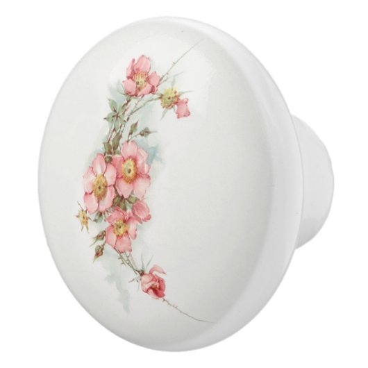 Vintage handbemalte Style Wild Rose Keramikknauf (Rechts)