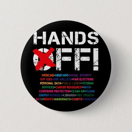 Vintage Hände aus Protest gegen mein Sozialversich Button (Vorderseite)