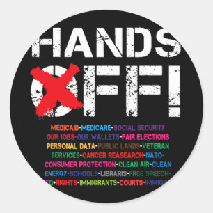 Vintage Hände aus Protest gegen mein Sozialversich Runder Aufkleber