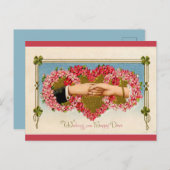 Vintage Hände durch Blumenschläuche Valentine Postkarte (Vorne/Hinten)