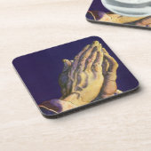 Vintage Hände Gebet mit Stern von Bethlehem Getränkeuntersetzer (Linke Seite)