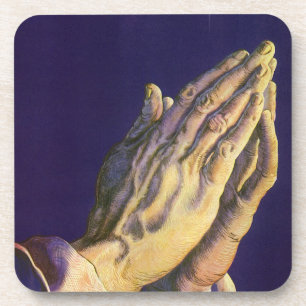 Vintage Hände Gebet mit Stern von Bethlehem Getränkeuntersetzer