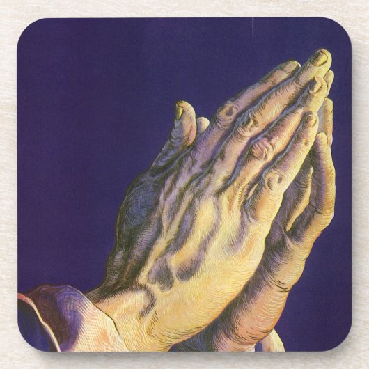 Vintage Hände Gebet mit Stern von Bethlehem Getränkeuntersetzer (Vorderseite)